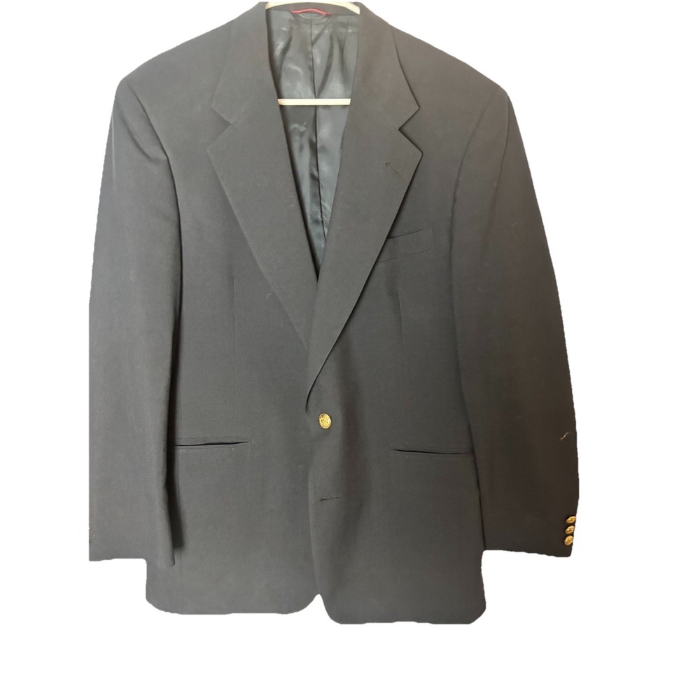 Jos A Bank Mens 40R Navy Blue Wool Gold Button Blazer‎ Sport Coat Classic Preppy
